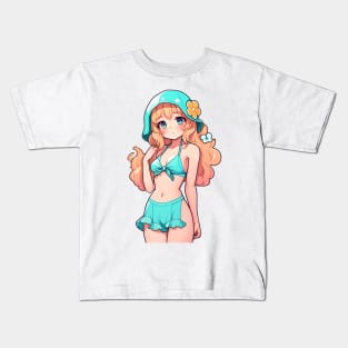 Cute anime girl in bikini Kids T-Shirt